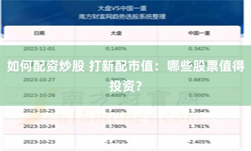 如何配资炒股 打新配市值：哪些股票值得投资？