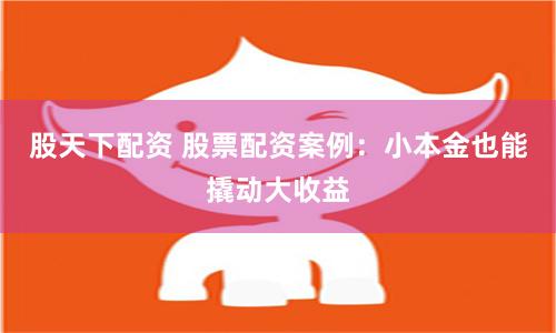 股天下配资 股票配资案例：小本金也能撬动大收益